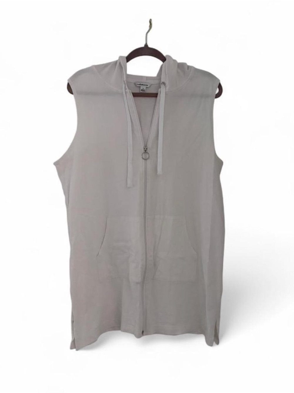 Sleeveless Zip Beach Cover Up in White